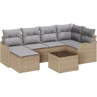 vidaXL Gartensofa-set Beige Poly-Rattan