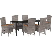 vidaXL Garten Essgruppe 7 stk. Grau Pulverbeschichteter Stahl