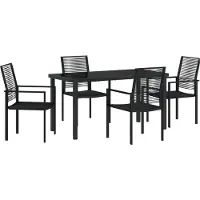 vidaXL Garten Essgruppe 5 Stk. Schwarz Pulverbeschichteter Stahl