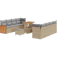 vidaXL Gartensofa-set mit Kissen 12 pcs Beige und Hellgrau Poly-Rattan