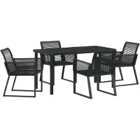 vidaXL Garten Essgruppe 5 Stk. Schwarz Pulverbeschichteter Stahl