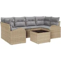 vidaXL Gartensofa-set Beige 55 x 55 x 37 cm Poly-Rattan