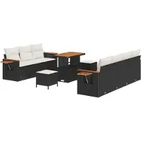 vidaXL Gartensofa-set 13 Stk. 9-Sitzanzahl Schwarz und Creme