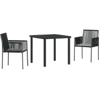 vidaXL Garten Essgruppe 3 Stk. Schwarz PE-Rattan