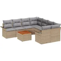 vidaXL Gartensofa-set 9 stk. 8-Sitzanzahl Beige und Hellgrau