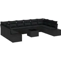 vidaXL Gartensofa-set 10 stk. 9-Sitzanzahl Schwarz Polyrattan