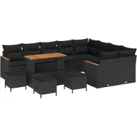 vidaXL Gartensofa-set 13 stk. 9-Sitzanzahl Schwarz Poly Rattan