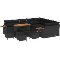 vidaXL Gartensofa-set 14 stk. 10-Sitzanzahl Schwarz Poly-Rattan