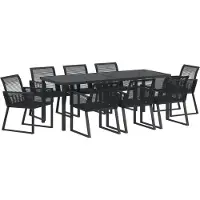 vidaXL Garten Essgruppe 9 Stk. Schwarz Pulverbeschichteter Stahl