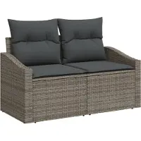 vidaXL Sofa Set 7 Stk. Grau Poly-Rattan