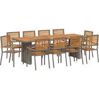 vidaXL Garten Essgruppe 11 Stk. Grau und Braun Poly-Rattan