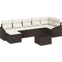 vidaXL Garten-Sofa-Set 8 Stk. Braun und Creme Poly-Rattan