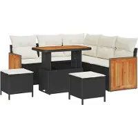 vidaXL Gartensofa-set 9 stk. 6-Sitzanzahl Schwarz und Creme