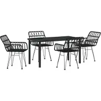 vidaXL Garten Essgruppe 5 Stk. Schwarz Pulverbeschichteter Stahl