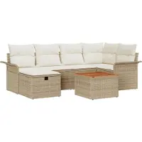vidaXL Gartensofa-set 7 stk. Beige Poly-Rattan