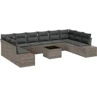 vidaXL Gartensofa-set 10 stk. 9-Sitzanzahl Grau Polyrattan