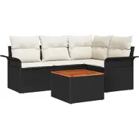 vidaXL Gartensofa-set 5 Stk. 4-Sitzanzahl Schwarz und Creme