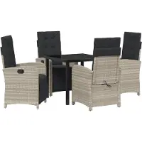 vidaXL Garten Essgruppe 5 Stk. Hellgrau Poly-Rattan