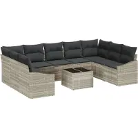 vidaXL Gartensofa-set mit Speicher Hellgrau Poly-Rattan