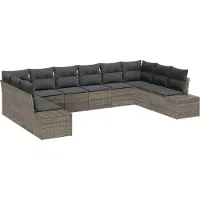 vidaXL Gartensofa-set 10 stk. 9-Sitzanzahl Grau Polyrattan