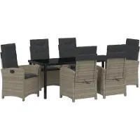 vidaXL Garten Essgruppe mit Kissen 7 pcs Grau Poly-Rattan