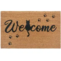 Hanse Home Fußmatte "Mix Mats Kokos Cat Paws Welcome, Türmatte", rechteckig, 15 mm Höhe, Kokos, Schmutzfangmatte, Outdoor, Rutschfest, Innen, Kokosmatte, Flur