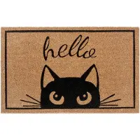 Hanse Home Fußmatte "Kokos Watching Cat, Türmatte", rechteckig, 15 mm Höhe, Kokos, Schmutzfangmatte, Outdoor, Rutschfest, Innen, Kokosmatte, Flur