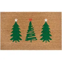Hanse Home Fußmatte "Mix Mats Kokos Decorated Pine Trees, Türmatte", rechteckig, 15 mm Höhe, Weihnachten, Schmutzfangmatte, Outdoor, Rutschfest, Innen, Kokosmatte