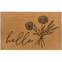 Hanse Home Fußmatte "Hello & Flowers, Türmatte", rechteckig, 15 mm Höhe, Kokos, Schmutzfangmatte, Outdoor, Rutschfest, Innen, Kokosmatte, Flur