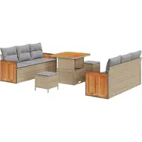 vidaXL Gartensofa-set mit Kissen 11 pcs Beige und Hellgrau Poly-Rattan