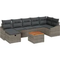 vidaXL Gartensofa-set 8 stk. Grau Poly-Rattan
