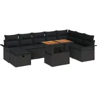 vidaXL Garten-Sofa-Set 9 stk. Schwarz Poly-Rattan