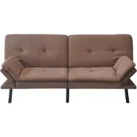 HTI Schlafsofa Kato Braun, 178x77x77 cm, platzsparend, mit dekorativen Doppelnähten