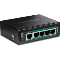 Trendnet TI-B541 - Switch - industriell, mit PoE Pass-Through - 1 x 10/100/1000 (PoE++ Eingang) + 4 x 10/100/1000 (PoE+) - an DIN-Schiene montierbar, wandmontierbar - PoE+ (65 W)