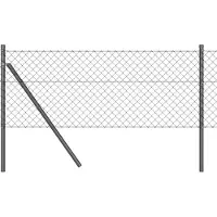 vidaXL Bodenmontierter Maschendrahtzaun 10 x 0,8 m Grau Netz