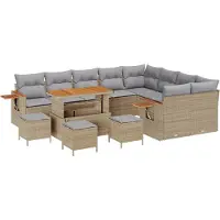 vidaXL Gartensofa-set 14 stk. 10-Sitzanzahl Beige und Hellgrau