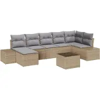 vidaXL Garten-Sofa-Set 7 stk. Beige Poly-Rattan