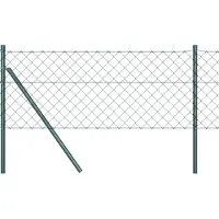 vidaXL Bodenmontierter Maschendrahtzaun 10 x 0,6 m Grün Netz