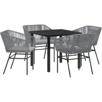 vidaXL Garten Essgruppe 5 pcs Grau Pulverbeschichteter Stahl