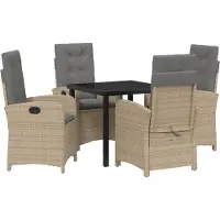 vidaXL Garten Essgruppe mit Kissen 5 pcs Beige Poly-Rattan
