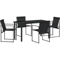 vidaXL Garten Essgruppe 5 Stk. Schwarz Textilene und Stahl