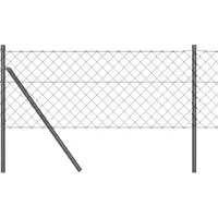 vidaXL Bodenmontierter Maschendrahtzaun 10 x 0,6 m Grau Netz