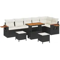 vidaXL Gartensofa-set mit Kissen 11 pcs Schwarz und Creme Poly-Rattan