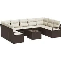 vidaXL Gartensofa-set 10 Stk. Braun und Creme Poly-Rattan