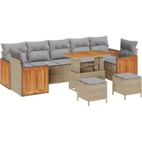vidaXL Gartensofa-set 13 stk. 9-Sitzanzahl Beige und Hellgrau