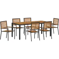 vidaXL Garten Essgruppe 7 Stk. Schwarz und Braun Poly-Rattan