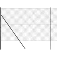 vidaXL Bodenmontierter Maschendrahtzaun 10 x 1,5 m Grau Netz