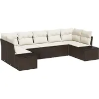 vidaXL Gartensofa-set 7 stk. 7-Sitzanzahl Braun und Creme Poly Rattan