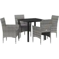 vidaXL Garten Essgruppe mit Kissen 5 pcs Grau Poly-Rattan
