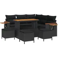 vidaXL Gartensofa-set 10 stk. 9-Sitzanzahl Schwarz Poly-Rattan